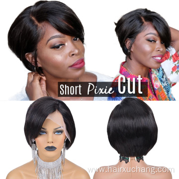 Dropship Wigs Short Lace Frontal Perruque Cheveux Humain 100 Virgin Brazilian Human Hair Pixie Wig